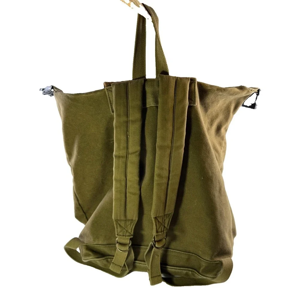 Vintage High Sierra Canvas Leather Backpack Rucksack Hiking Travel Bag Olive Tan